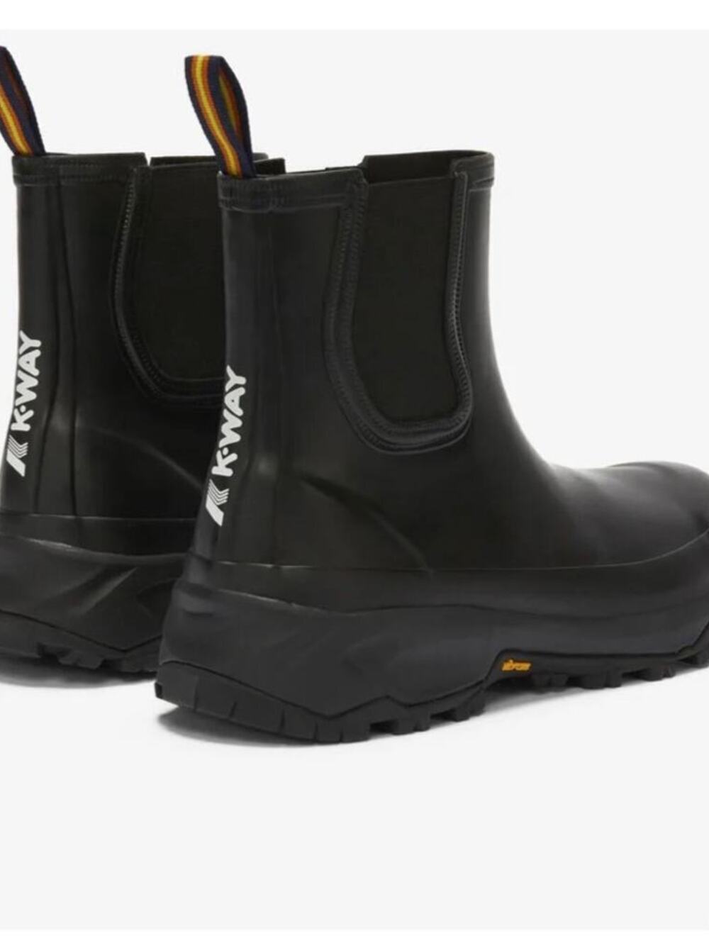 K-Way Raimond Black Unisex Mid Cut Rubber Boots Vibram Sole Men 7.5 Women 9